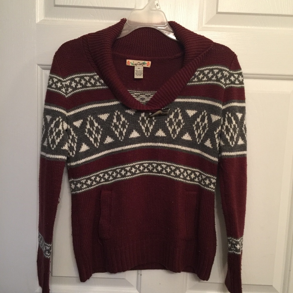 💘Love Change Burgundy Print Cowl Neck Sweater